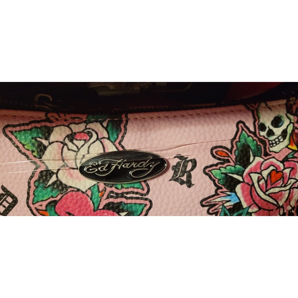 Ed Hardy Gift Box Convertible Wristlet Skull Floral Pink. NO KEY RING!! - Picture 5 of 9